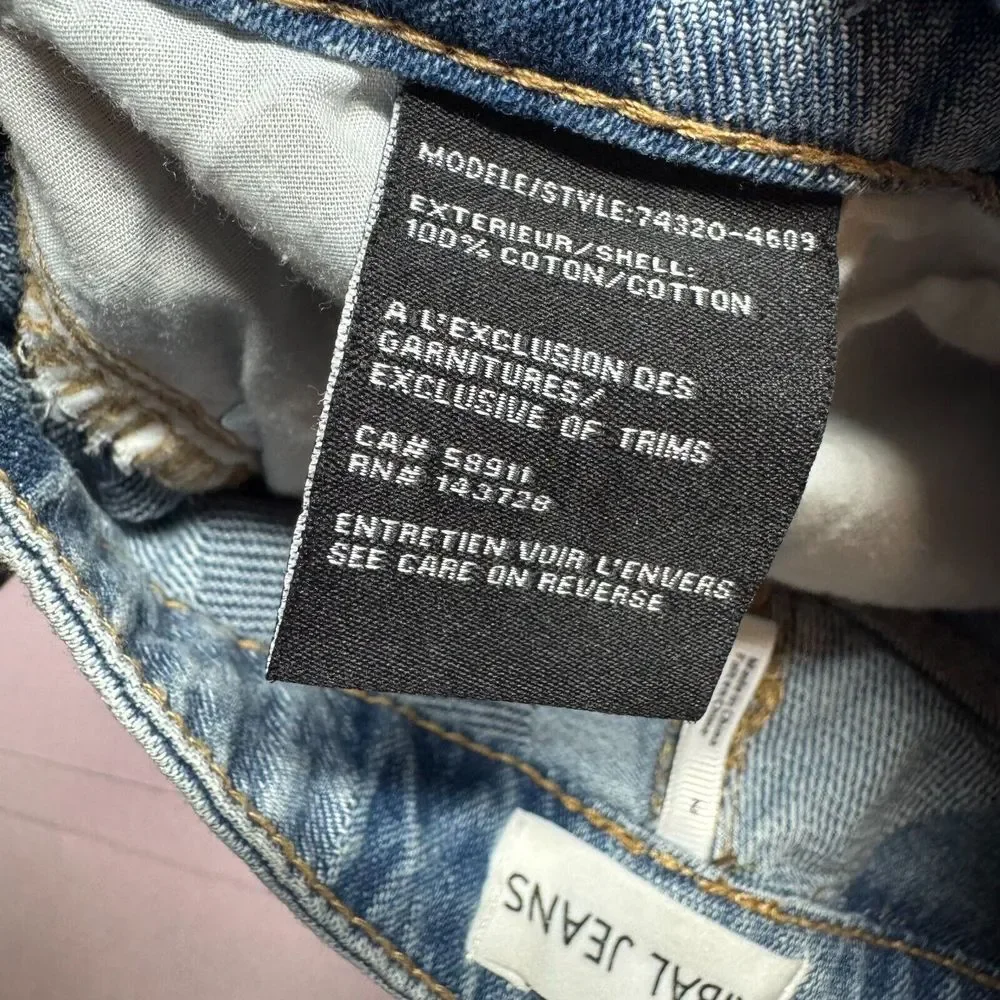 Tribal Jeans Womens 2 Audrey Mid Rise Straight Color Block‎ Denim Soft Crop Y2K - Picture 14 of 15